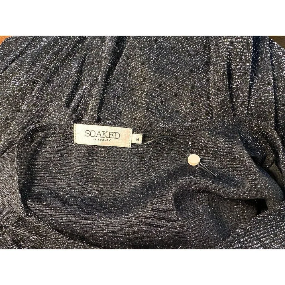 Soaked in luxury Sz.M Metallic Silver Black NWT Suitable For All Holiday Events - Picture 12 of 16